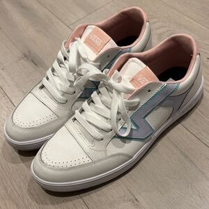 Vans White Sneakers with Pink and Blue Accents